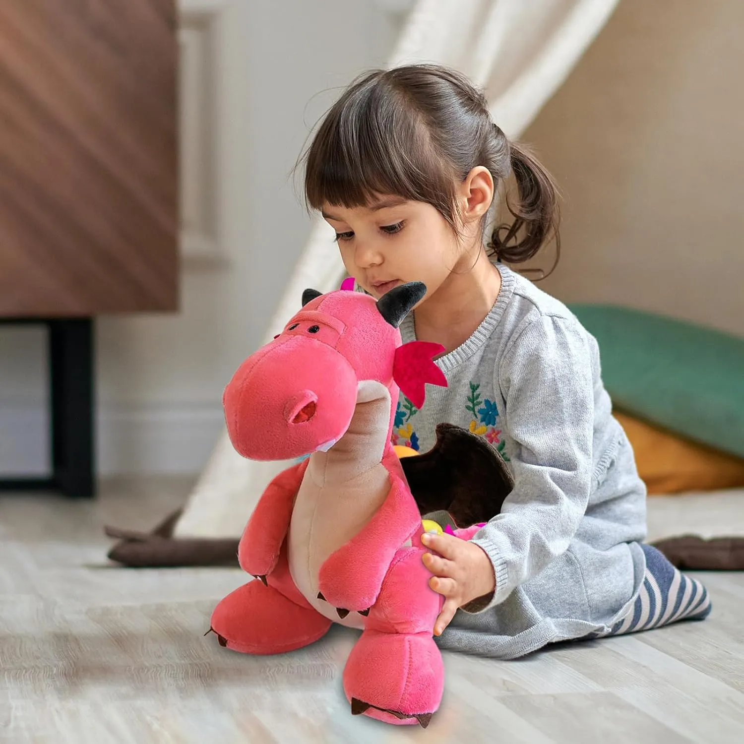 Fire Dragon - Cute Dinosaurs Stuffed Animal Plush Toy - Adorable Soft Dragon Toy Plushies and Gifts - Perfect Present for Kids, Babies, Toddlers (Pink,11.8 inch/30cm)