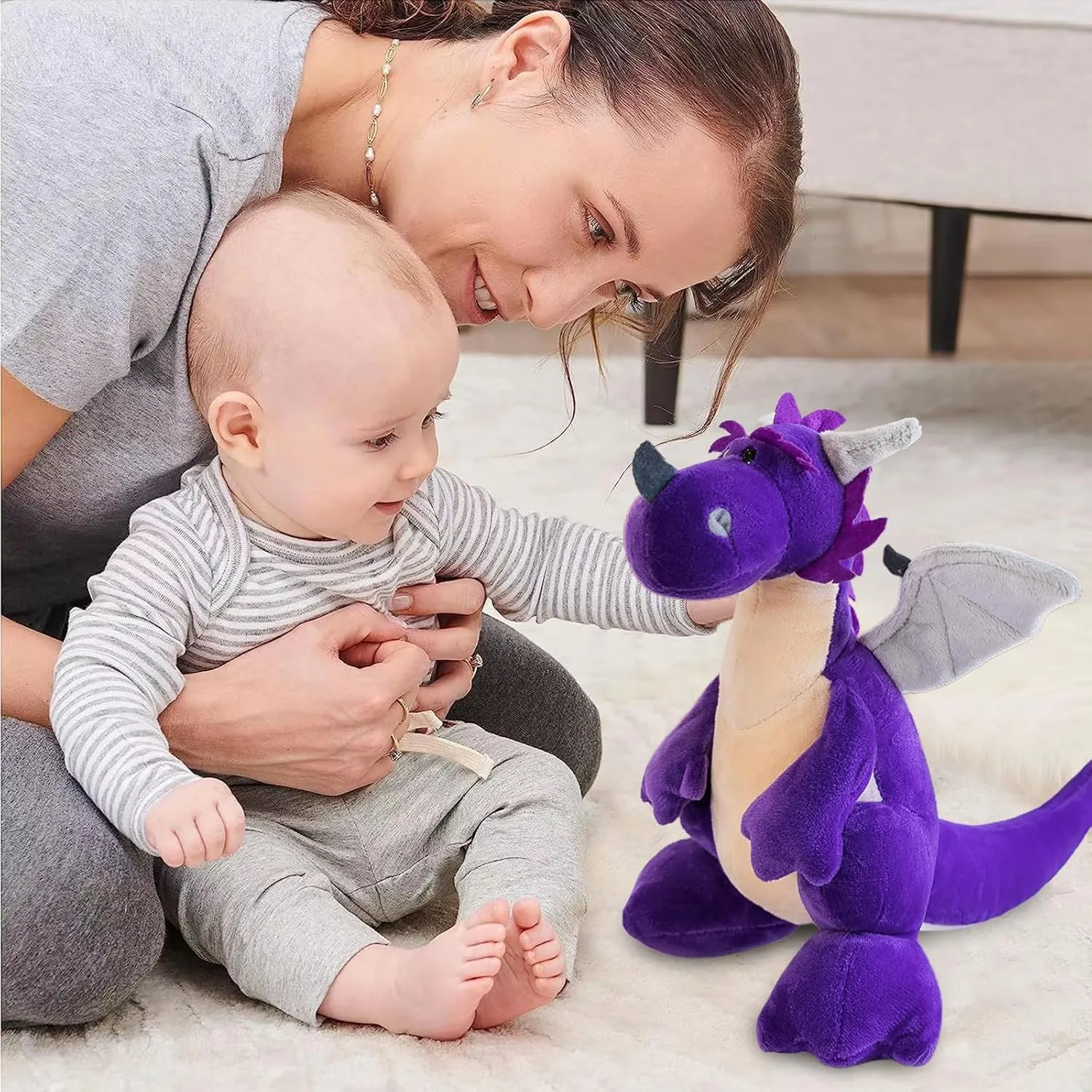 Fire Dragon - Cute Dinosaurs Stuffed Animal Plush Toy - Adorable Soft Dragon Toy Plushies and Gifts - Perfect Present for Kids, Babies, Toddlers (Purple,11.8 inch/30cm)