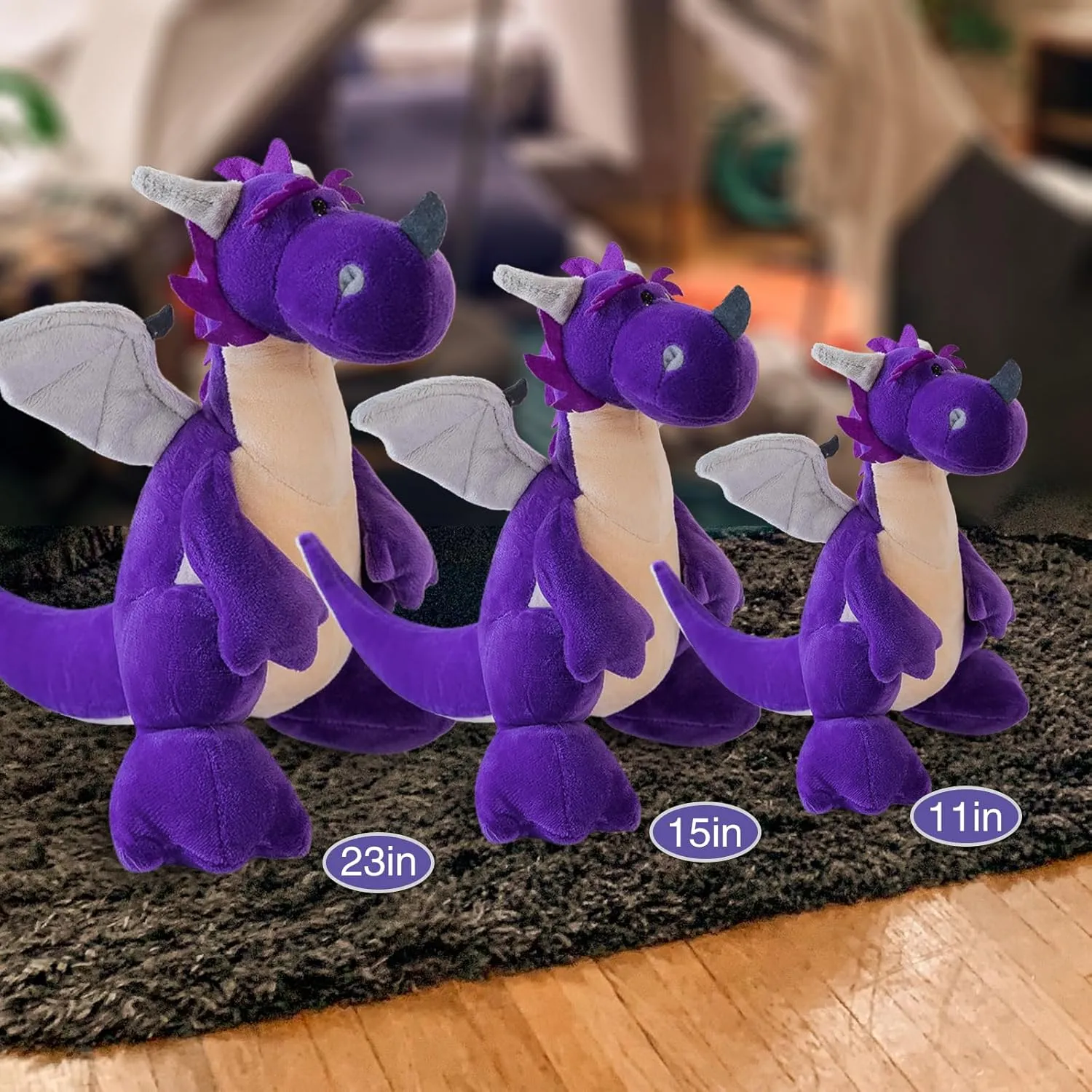 Fire Dragon - Cute Dinosaurs Stuffed Animal Plush Toy - Adorable Soft Dragon Toy Plushies and Gifts - Perfect Present for Kids, Babies, Toddlers (Purple,11.8 inch/30cm)