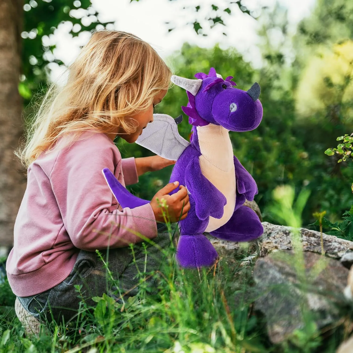 Fire Dragon - Cute Dinosaurs Stuffed Animal Plush Toy - Adorable Soft Dragon Toy Plushies and Gifts - Perfect Present for Kids, Babies, Toddlers (Purple,11.8 inch/30cm)