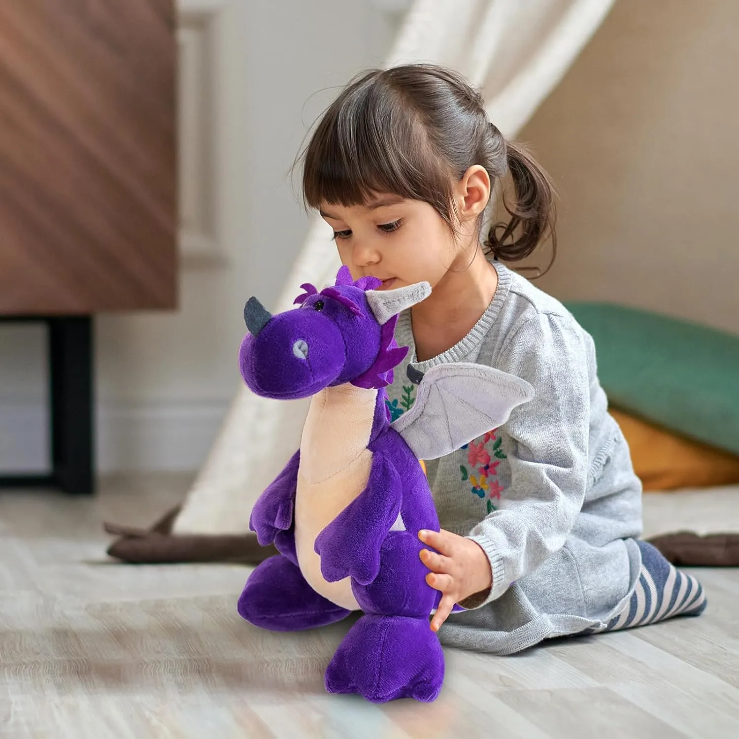 Fire Dragon - Cute Dinosaurs Stuffed Animal Plush Toy - Adorable Soft Dragon Toy Plushies and Gifts - Perfect Present for Kids, Babies, Toddlers (Purple,11.8 inch/30cm)
