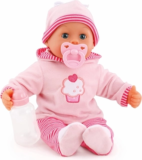 First Words Baby: Pink Cupcake 24 Sounds 15" Doll - Pacifier & Bottle, Sleeping Eyes, Press Tummy for Sounds, Ages 3 