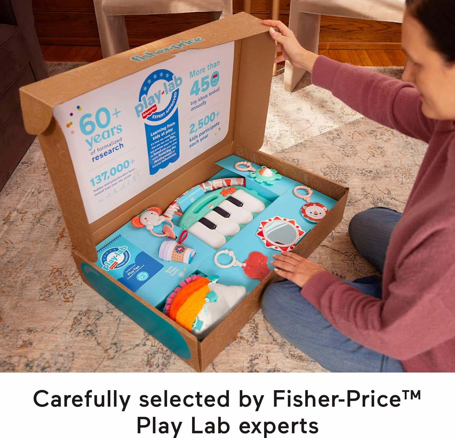 Fisher-Price Newborn Baby Kit Let’s Snuggle & Play Set, Developmental Toys with Activity Guide for Infants Ages 0  Months