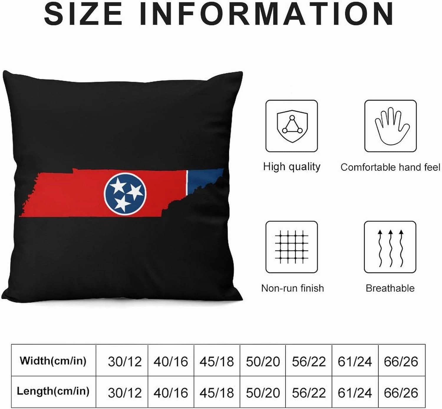 Flag Map of Tennessee Printed Pillow Cases Soft Plush Throw Pillow Cover Decorative Pillowcases for Sofa Bedroom 18 "x18