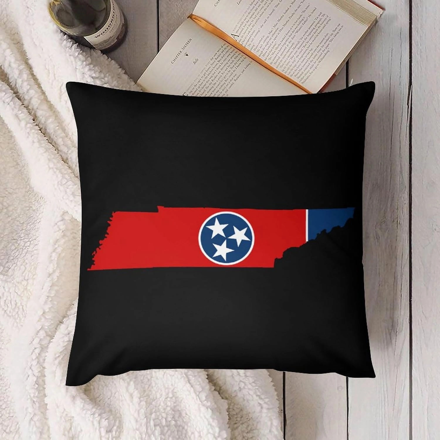 Flag Map of Tennessee Printed Pillow Cases Soft Plush Throw Pillow Cover Decorative Pillowcases for Sofa Bedroom 18 "x18