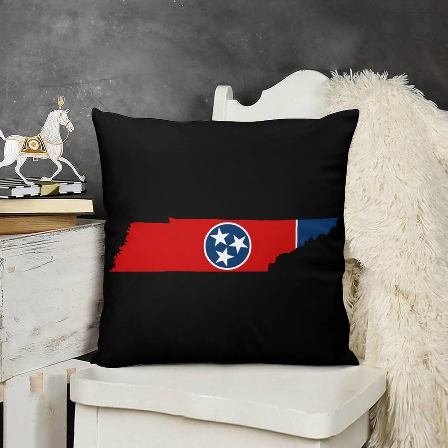 Flag Map of Tennessee Printed Pillow Cases Soft Plush Throw Pillow Cover Decorative Pillowcases for Sofa Bedroom 18 "x18