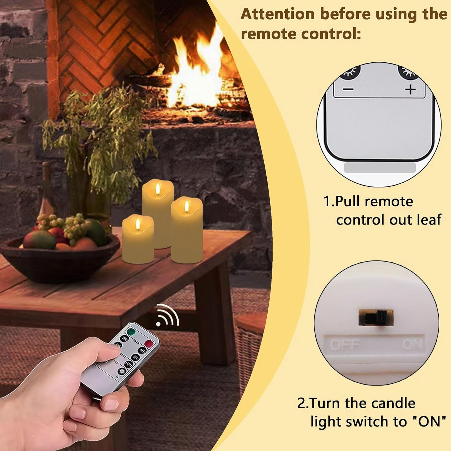 Flickering Flameless Candles with Remote and Timer, Realistic LED Candles, Battery Operated Candles for Christmas Home Wedding Birthday Decoration, Real Wax Set of 3(Ivory White)