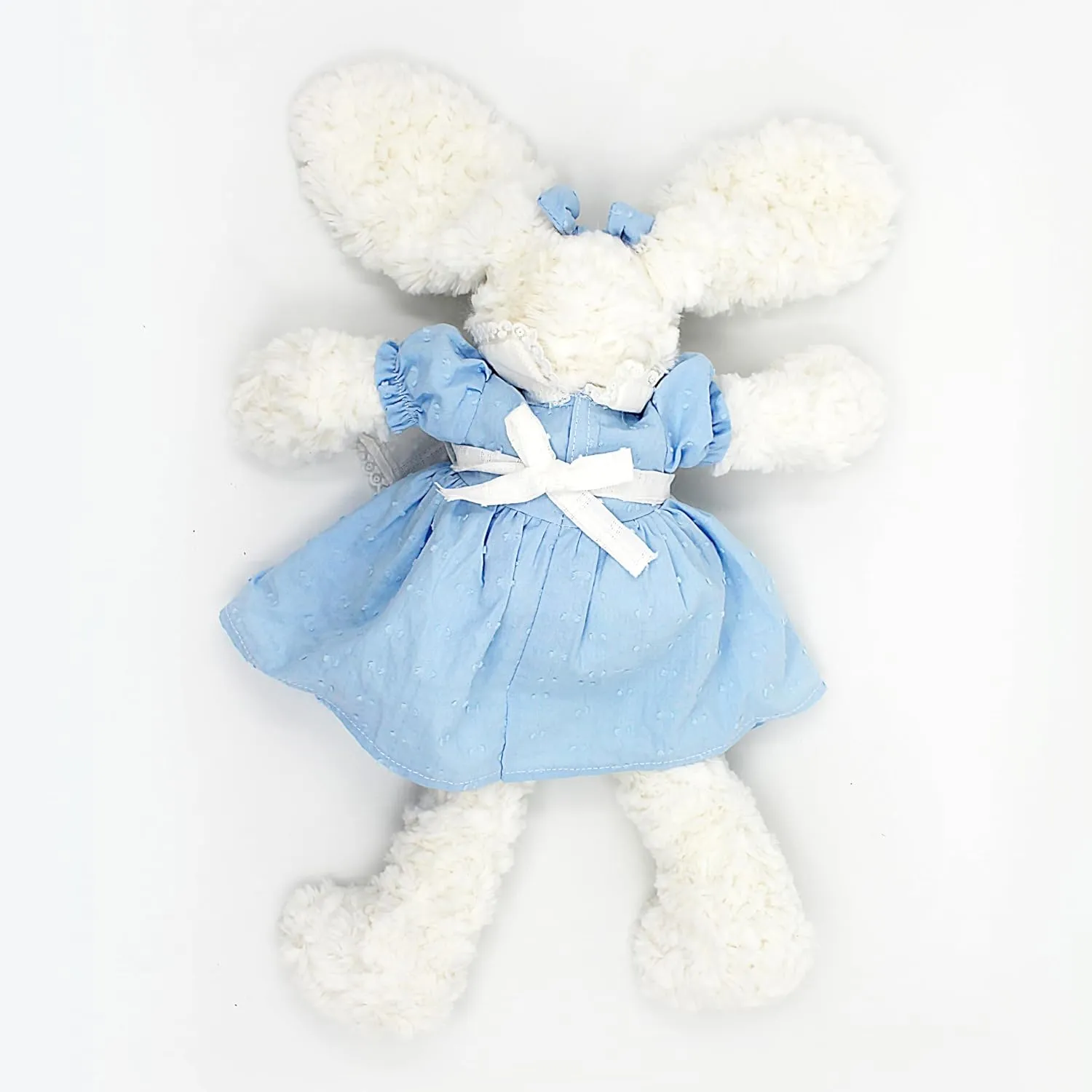 Floppy Bunny Stuffed Animals in Dress for Baby Girls Plush Toys 18 Inch (Blue Retro Dress)