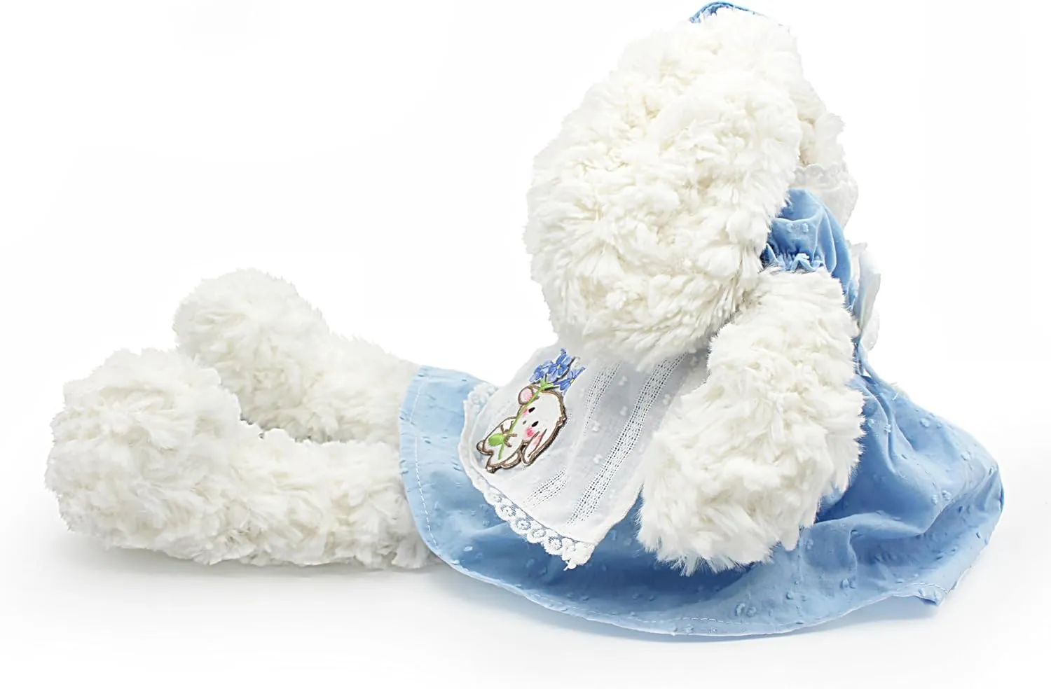 Floppy Bunny Stuffed Animals in Dress for Baby Girls Plush Toys 18 Inch (Blue Retro Dress)