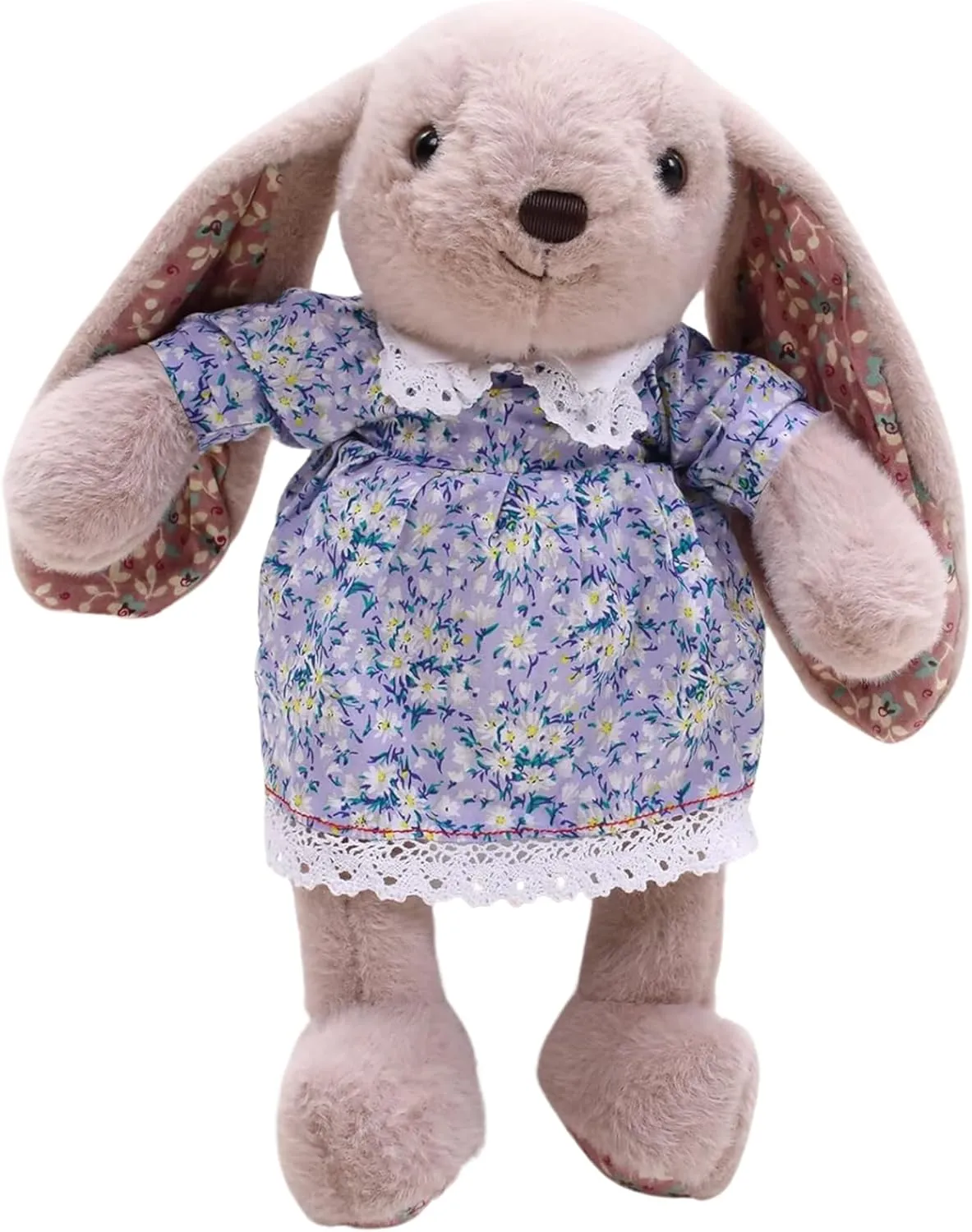 Floral Easter Bunny Stuffed Animal – Plush Bunny Toy Cute Huggable Rabbit for Kids & Adults on Easter – 16-inch (Beige)