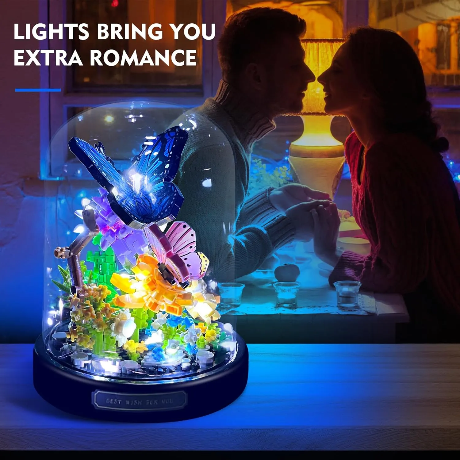 Flower Bouquet Butterfly Building Set with LED String Light, Butterfly Flower Botanical Collection, 530 Pcs Mini Bricks Building Blocks Toy for Kids, Adults, Gift for Mother's Day, Christmas