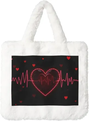 Fluffy Tote Bag for Women, Cute Fuzzy Tote Handbag Faux Fur Bag Furry Purse
