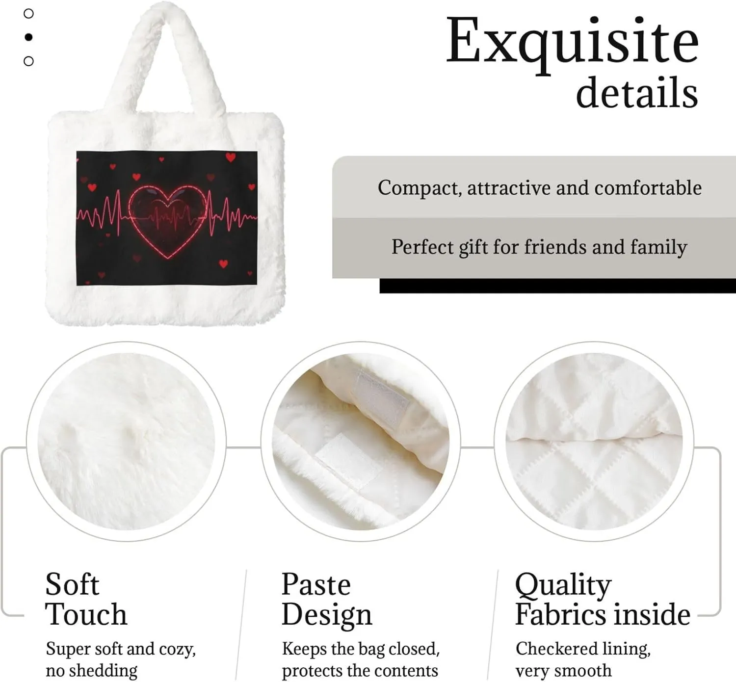 Fluffy Tote Bag for Women, Cute Fuzzy Tote Handbag Faux Fur Bag Furry Purse