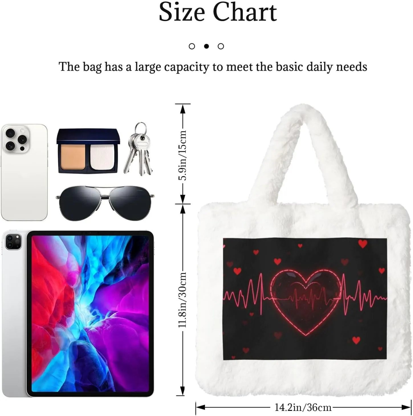 Fluffy Tote Bag for Women, Cute Fuzzy Tote Handbag Faux Fur Bag Furry Purse
