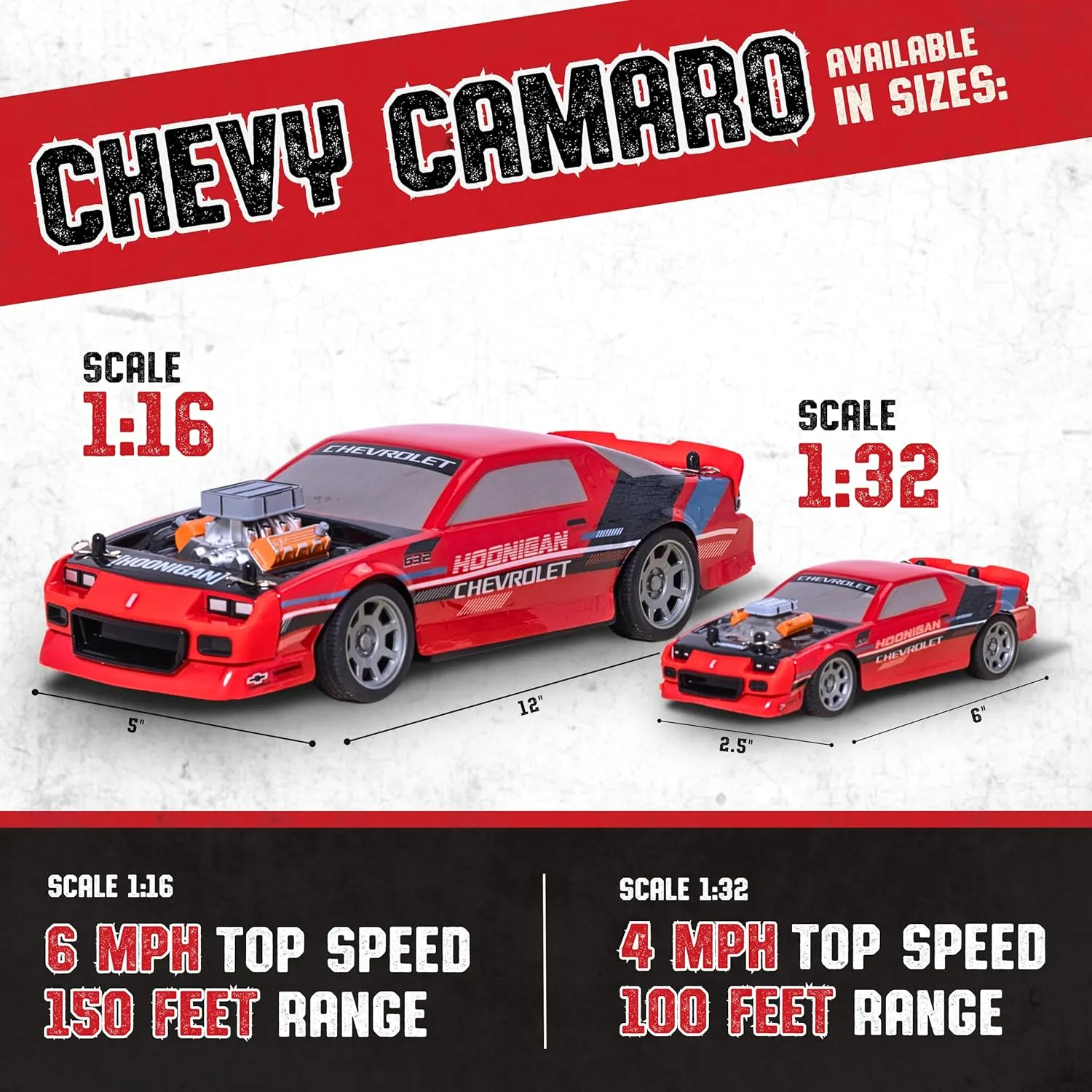 Flybar Hoonigan Camaro Remote Control Car for Kids – RC Cars, Race Car, 3.7V, 2.4 GHz, Detailed Replica Design, USB Rechargeable Battery Included, 1:16 Scale, 150 ft Range, 6 Mph