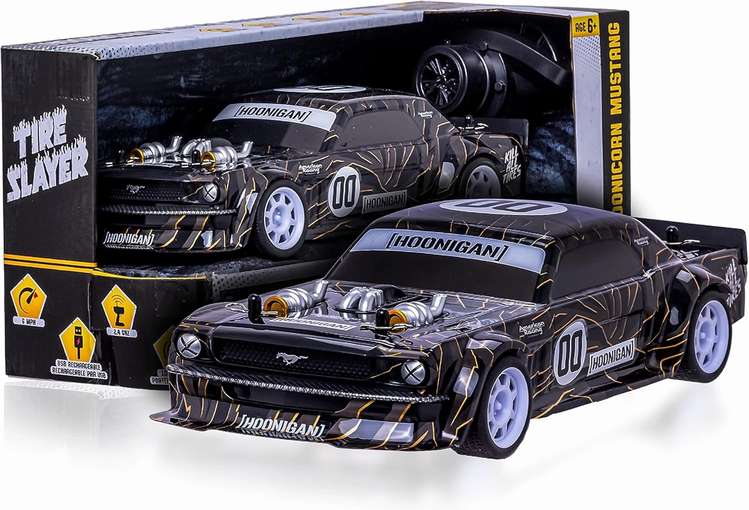 Flybar Hoonigan Mustang Remote Control RC Car for Kids – 3.7V, 2.4 GHz, Detailed Replica Design, USB Rechargeable Battery Included, 1:16 Scale, 150 ft Range, 6 Mph