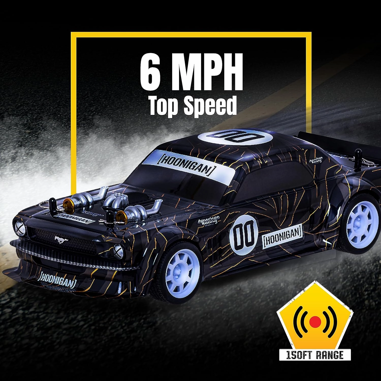Flybar Hoonigan Mustang Remote Control RC Car for Kids – 3.7V, 2.4 GHz, Detailed Replica Design, USB Rechargeable Battery Included, 1:16 Scale, 150 ft Range, 6 Mph