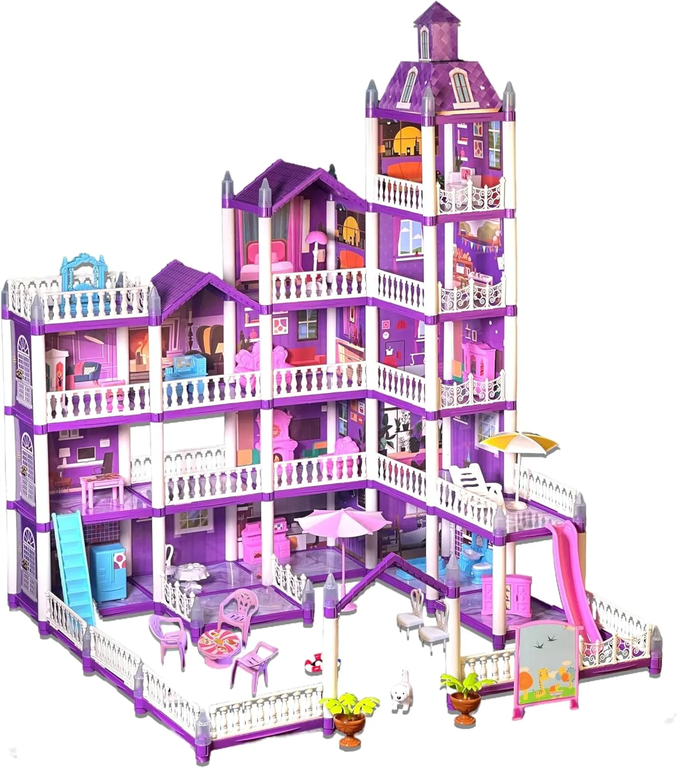 for Girls, 5 Story16 Rooms Huge Doll House, Plays House Toys Accessories and Furniture, Outdoor Girls Play Set, Princess Doll House 2025, Easy Assembly Ideal for Kid