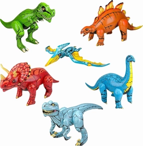Forest & Twelfth Inflatable Dinosaur Set of 6, Apatosaurus, Stegosaurus, Pterodactyl, T-Rex, Raptor, Triceratops, Ideal Decorations for Pool Party, Birthday Parties, Home, Fun Educational Toys
