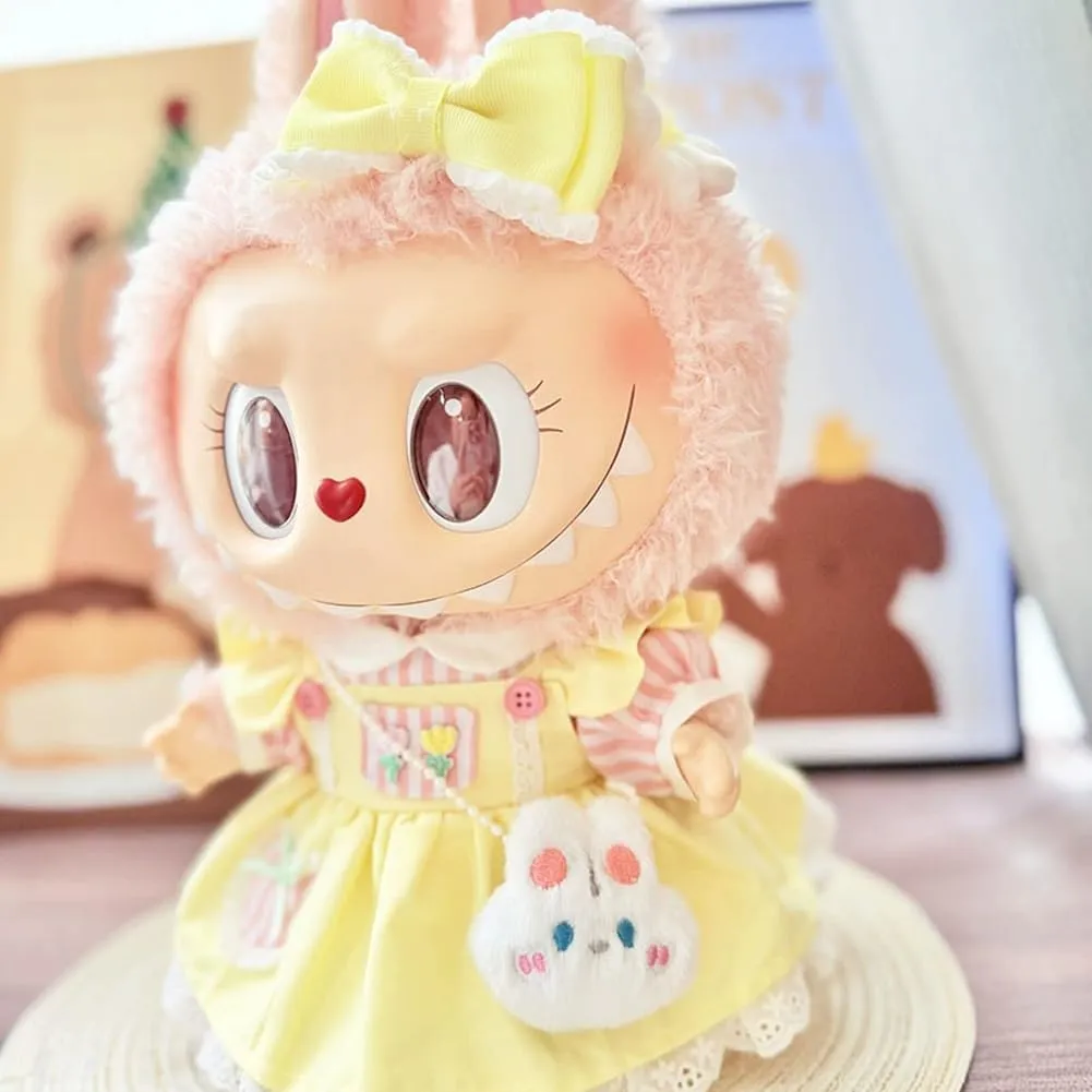 Formal Party Dress for Labu, Lolita Dresses,Palace Costumes for 38cm Plush Dolls (Bunny Yellow, Large)