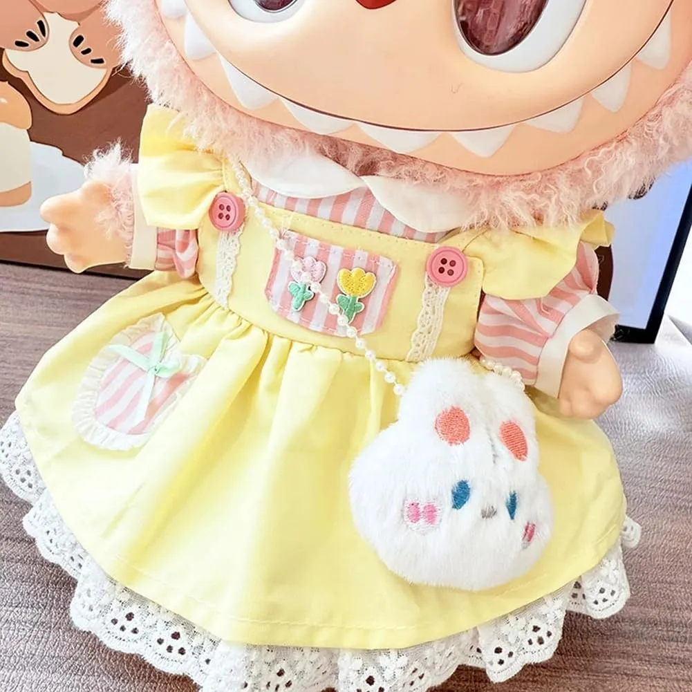Formal Party Dress for Labu, Lolita Dresses,Palace Costumes for 38cm Plush Dolls (Bunny Yellow, Large)