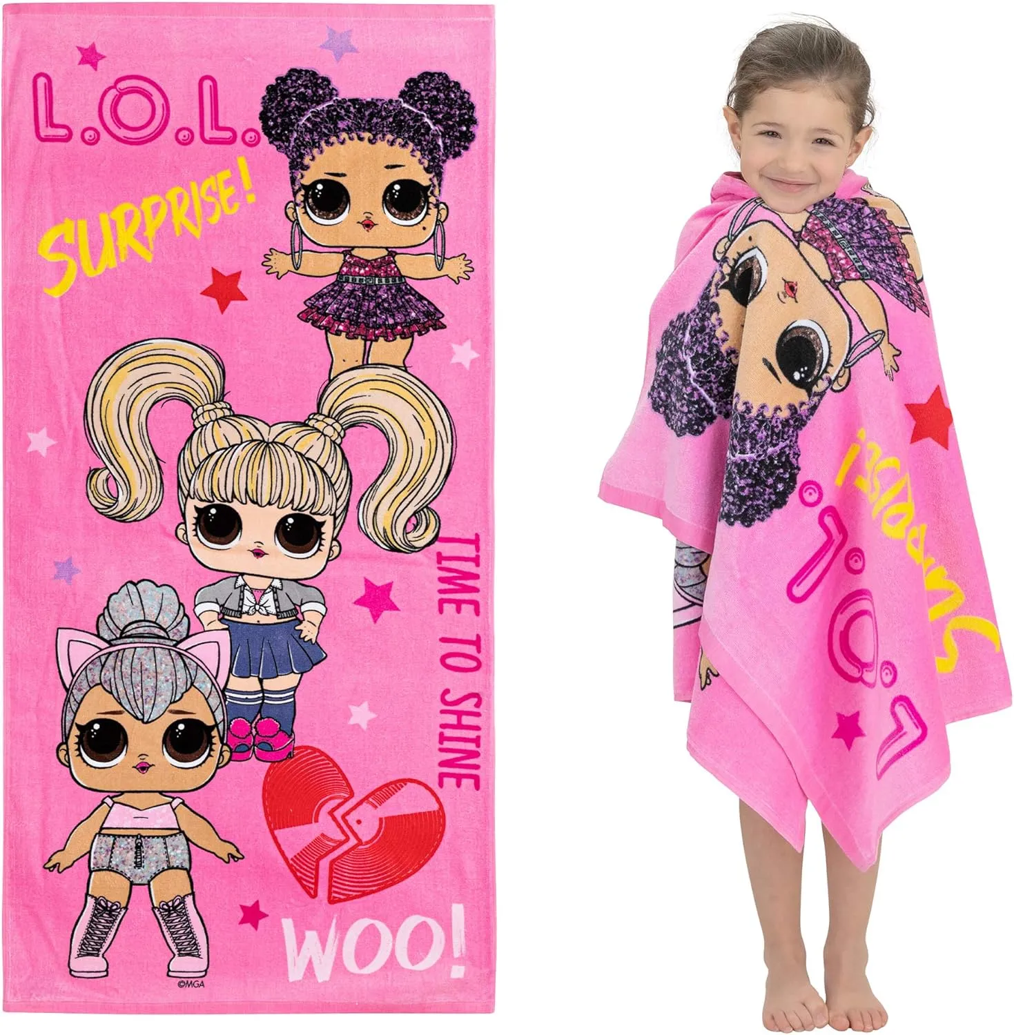 Franco Kids Super Soft Cotton Bath/Pool/Beach Towel, 58 in x 28 in, LOL Surprise