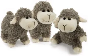 FRANKIEZHOU Sheep Stuffed Animal Lamb Plush Decorations 3Pcs (Sitting, Standing, Kneeling) Gray Sheep Toys Gift for Kids Little Girl/Boy