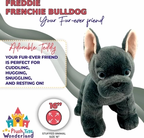 Freddie The Frenchie Stuffed Animal, French Bulldog Plushie, Playful Plush Toy Cuddly Ideal Gift for Kid – 8 Inch
