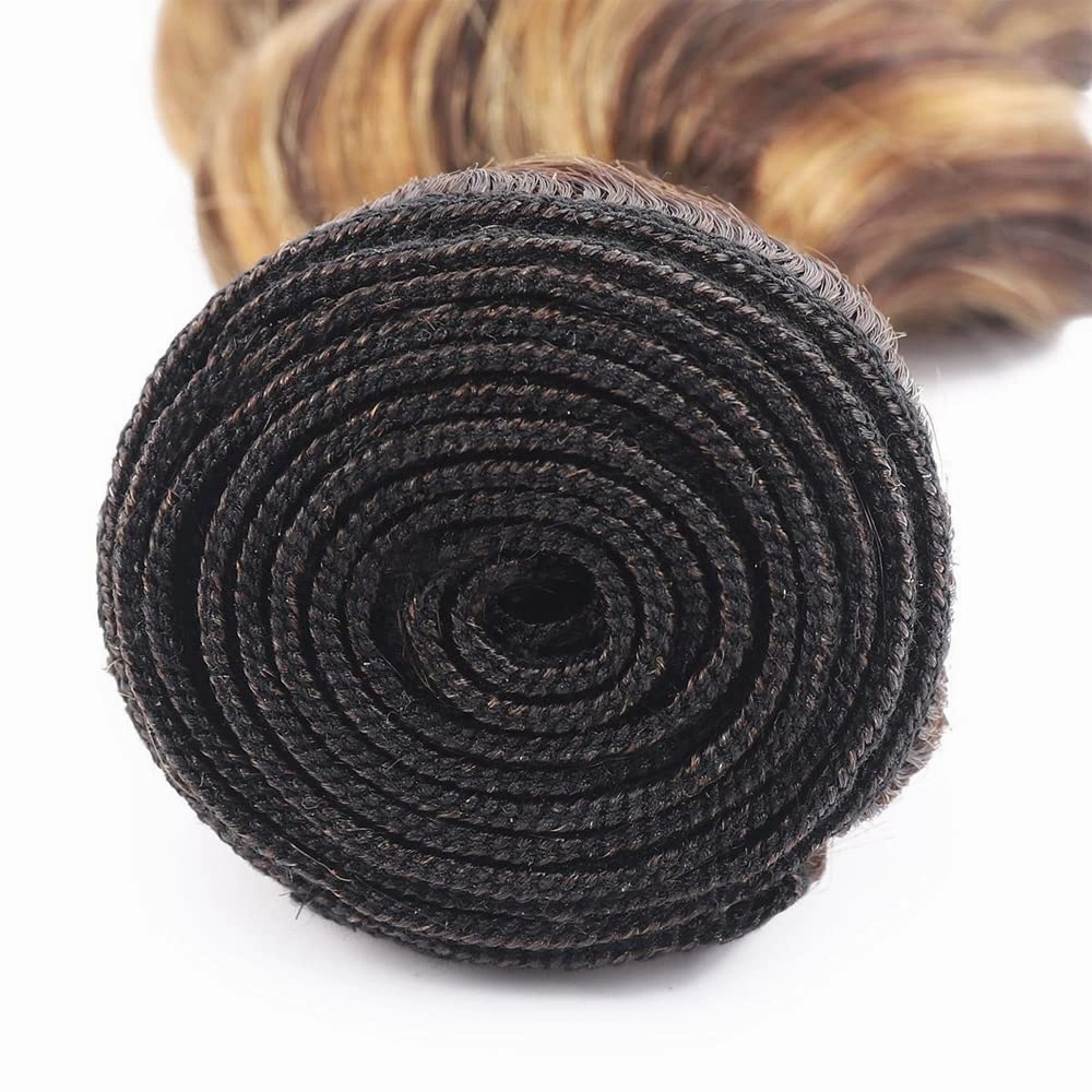 Freiuoke Honey Blonde Human Hair Bundles P4/27 Curly Wave Bundle Color 27 Kinky Curly 3 Bundles 8A Brazilian Virgin Remy Hair 8 10 12 Inch 300g