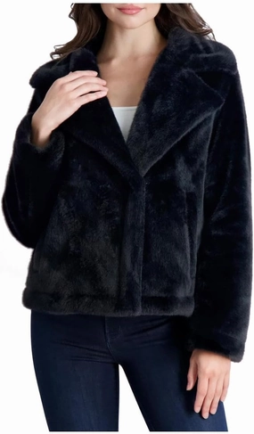 French Connection Short Faux Fur Lapel Coat for Women