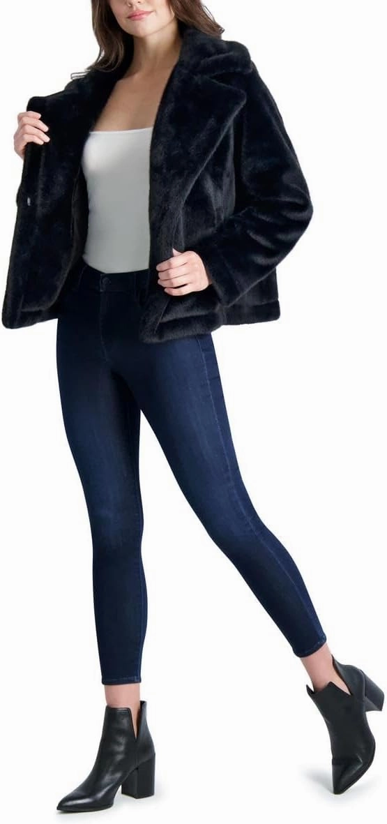 French Connection Short Faux Fur Lapel Coat for Women