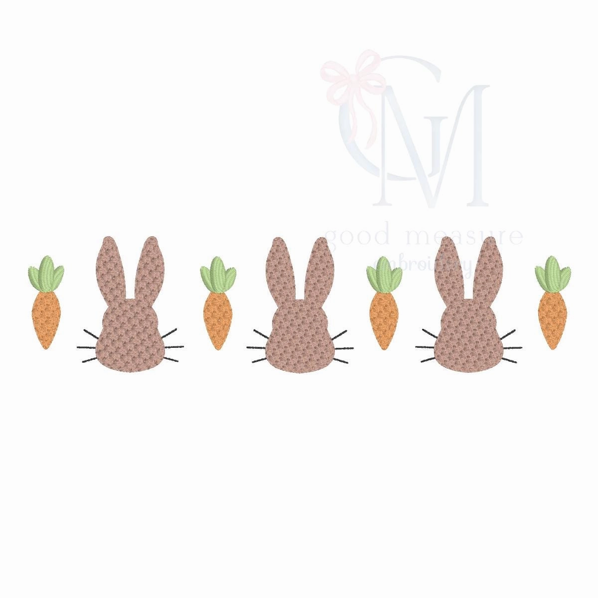 French Knot Bunnies and Carrots Embroidery Design