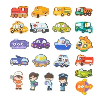 Fridge Magnets for Kids Ages 3 Up Vehicle Refrigerator Magnets for Toddlers 4 5 Years Old Magnetic Learning Toys for Whiteboard Transport and Professions Educational Tool