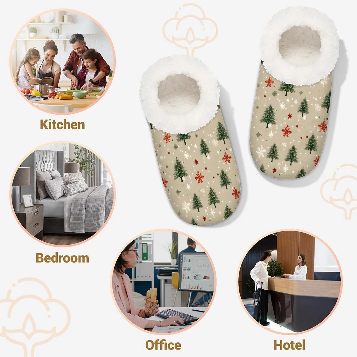 Fuzzy Slippers for Women Non-Slip Home Slippers Warm Indoor Bedroom Slippers Fluffy Women's Slippers Cozy Gift for Home Travel