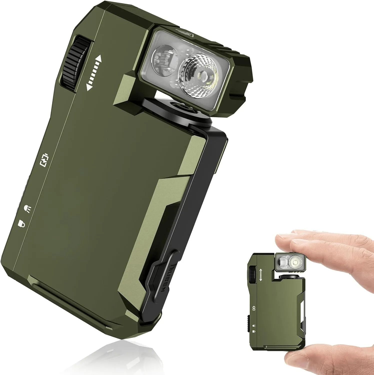 G5 Rechargeable EDC Flashlight, 400 Lumens, Magnetic Mini Pocket-Sized Led Light with 180° Rotation RGB Dual Light, 1.47×2.44 Inch, for Outdoor, Emergency & Daily Carry, Green (Black)