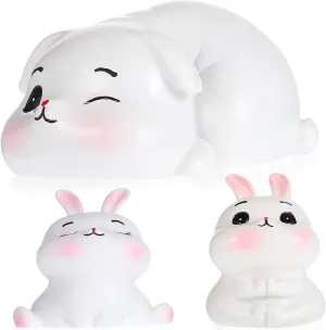 GALPADA 3Pcs Cute Cartoon Rabbit Figurines Miniature Bunny for Micro Landscape Decorative Resin Animals for Garden Home and Dollhouse Ornaments