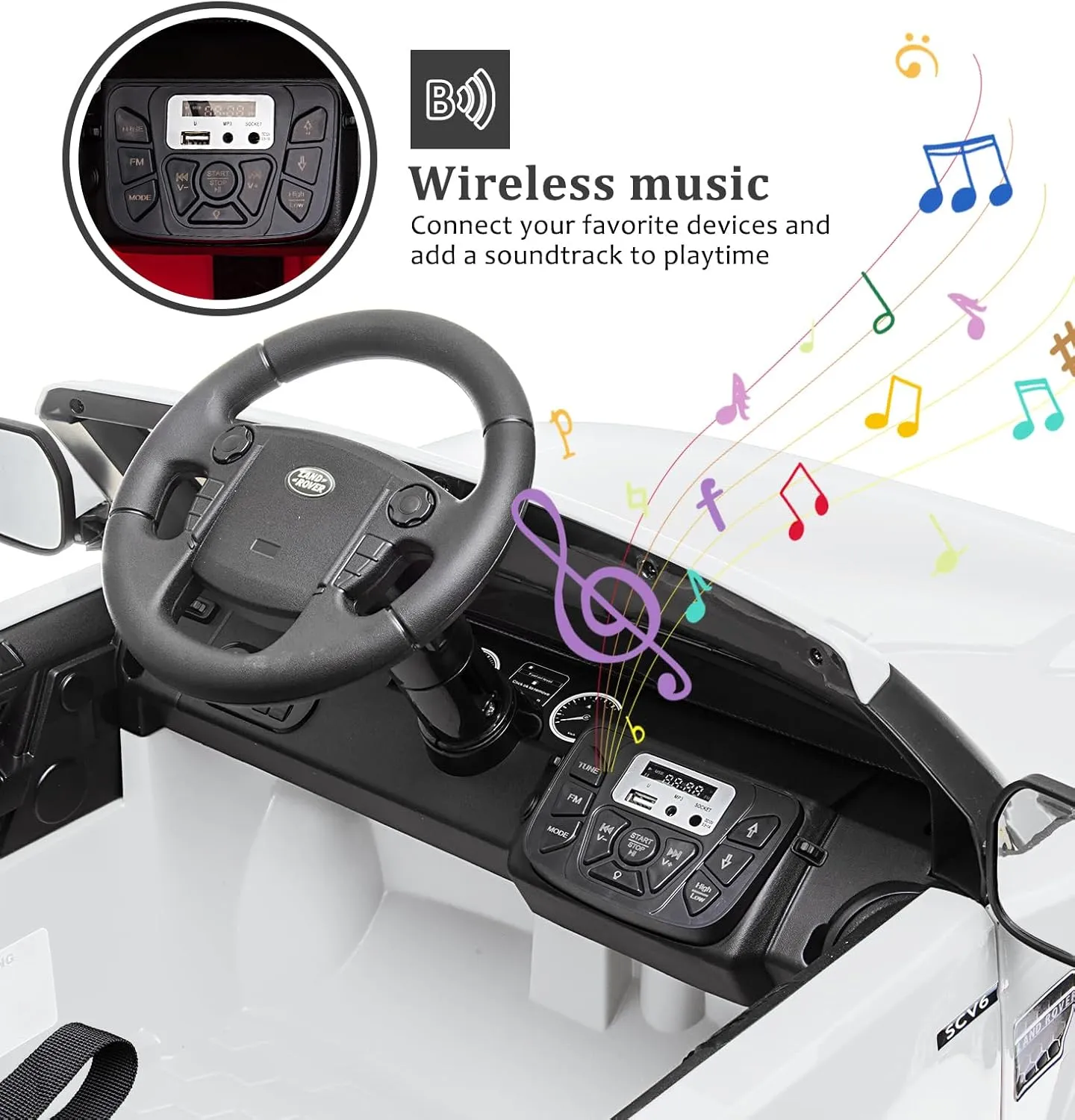 GAOMON Licensed Land Rover Ride on Car, 12V 4.5 MPH Ride on Toys for Toddler 3-8, Kids Electric Car with Parent Remote Control, Music Player, MP3, LED Lights, White
