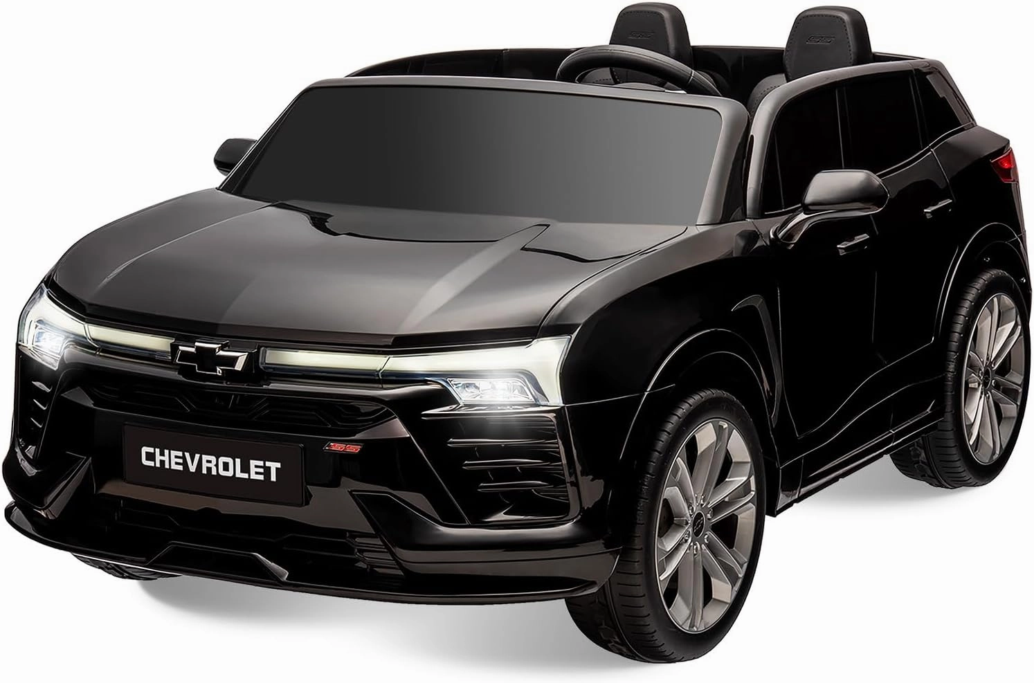 GAOMON 24V Licensed Chevrolet Blazer Ride on Car, 2 Seater Electric Car for Kids, Children Ride On Toy with Parent Remote Control/Spring Suspension/Bluetooth/2 Speeds/Safety Belt/LED Lights - Black