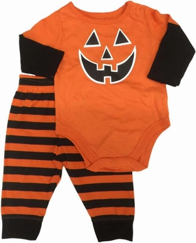 Garanimals Infant Boys Halloween 2 Pc Outfit Pumpkin Bodysuit & Pants Set 6-9m Orange