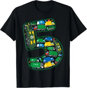 Garbage Truck Boy 5th Birthday 5 Years Old Garbage Truck Boy T-Shirt