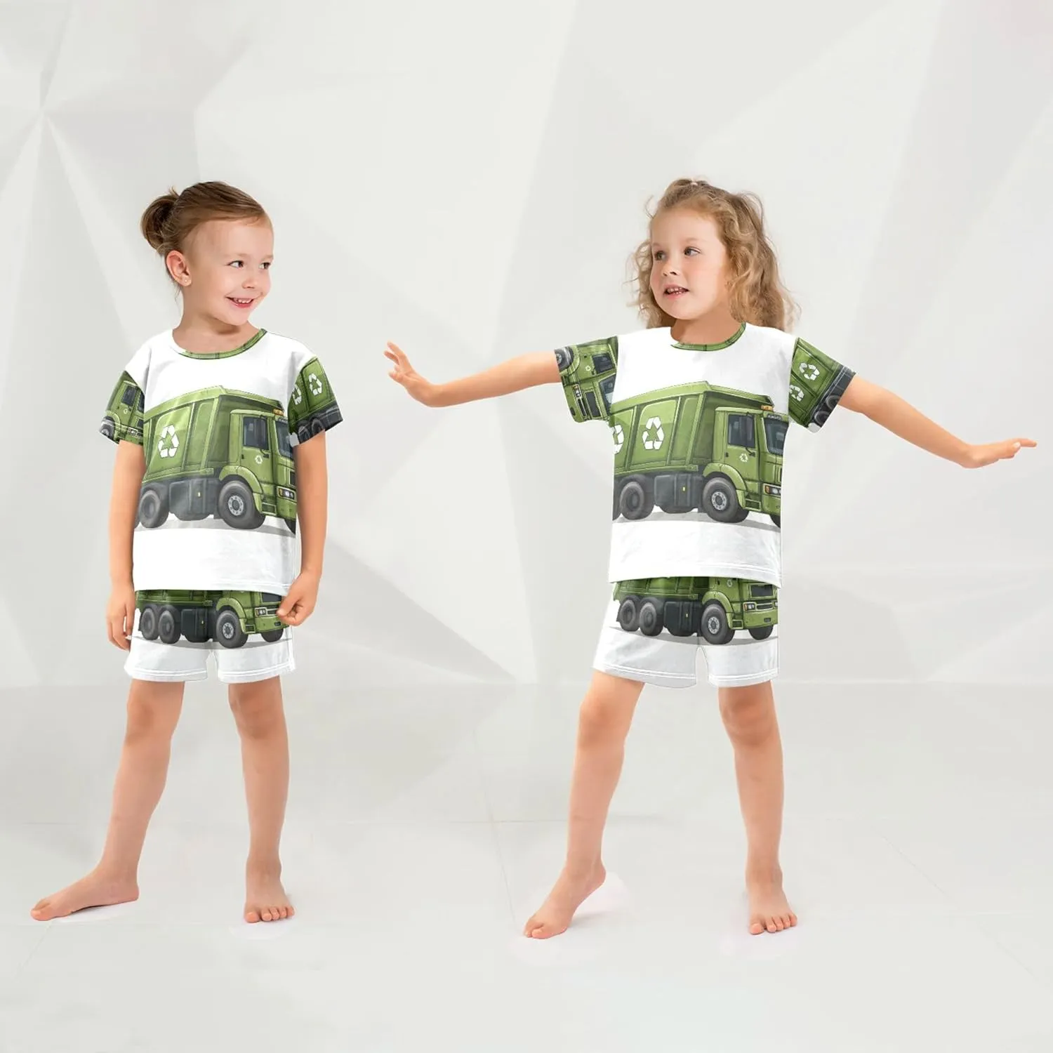 Garbage Truck Pajamas Short Set 2 Piece Summer Sleepwear