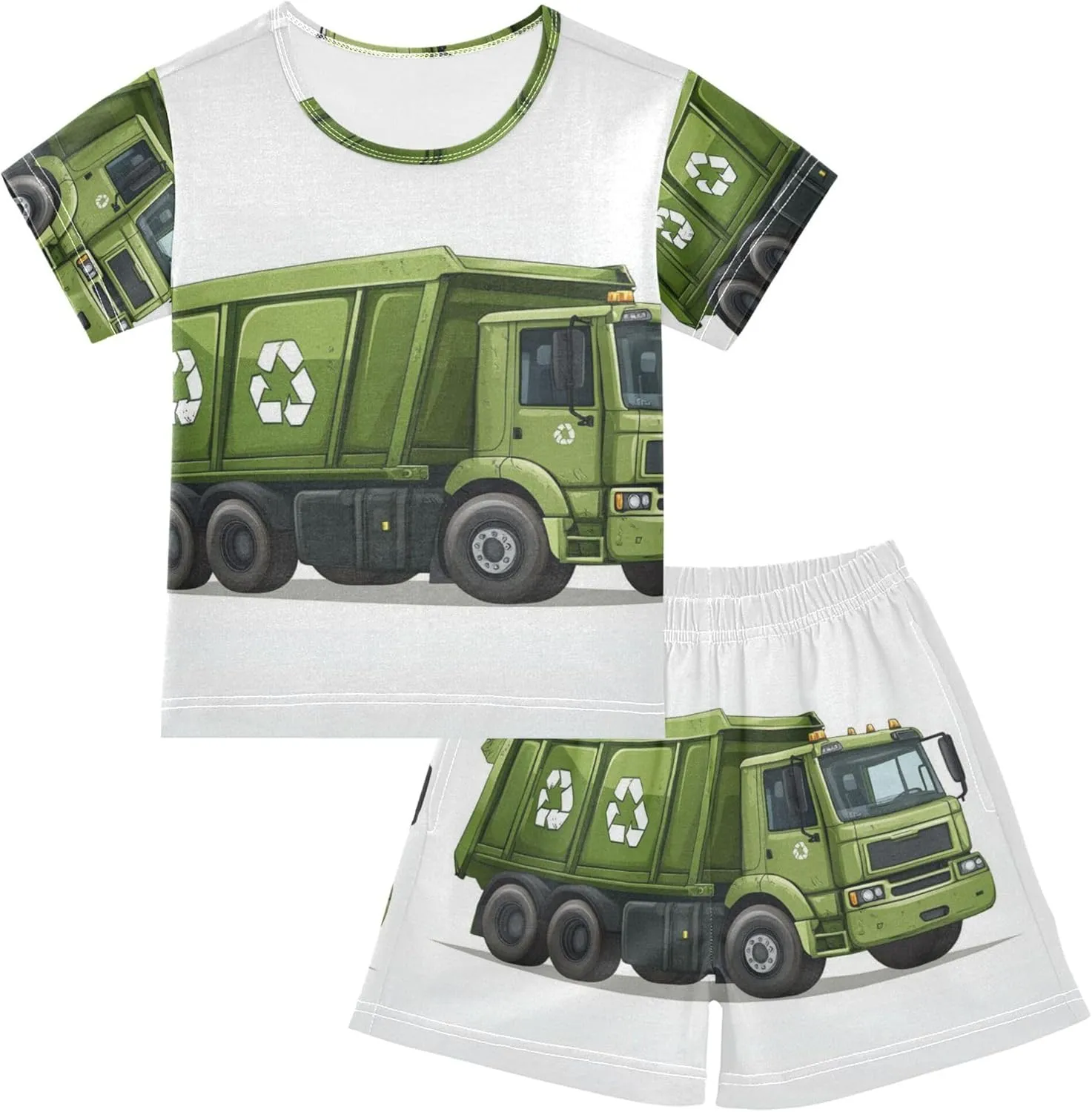 Garbage Truck Pajamas Short Set 2 Piece Summer Sleepwear