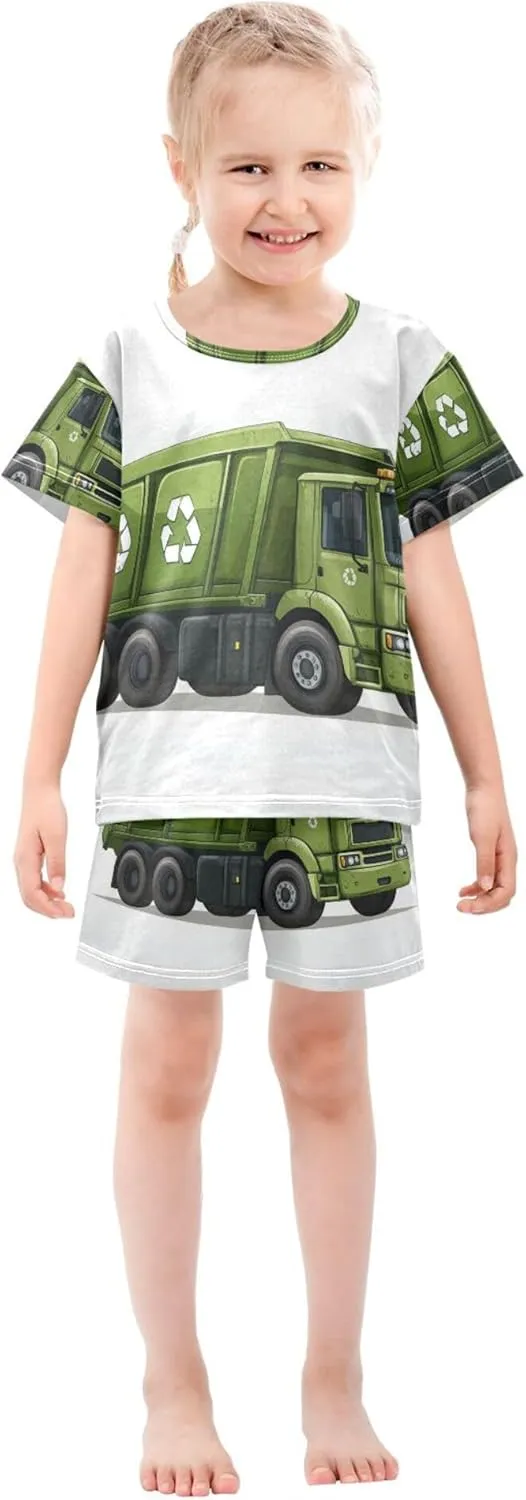 Garbage Truck Pajamas Short Set 2 Piece Summer Sleepwear