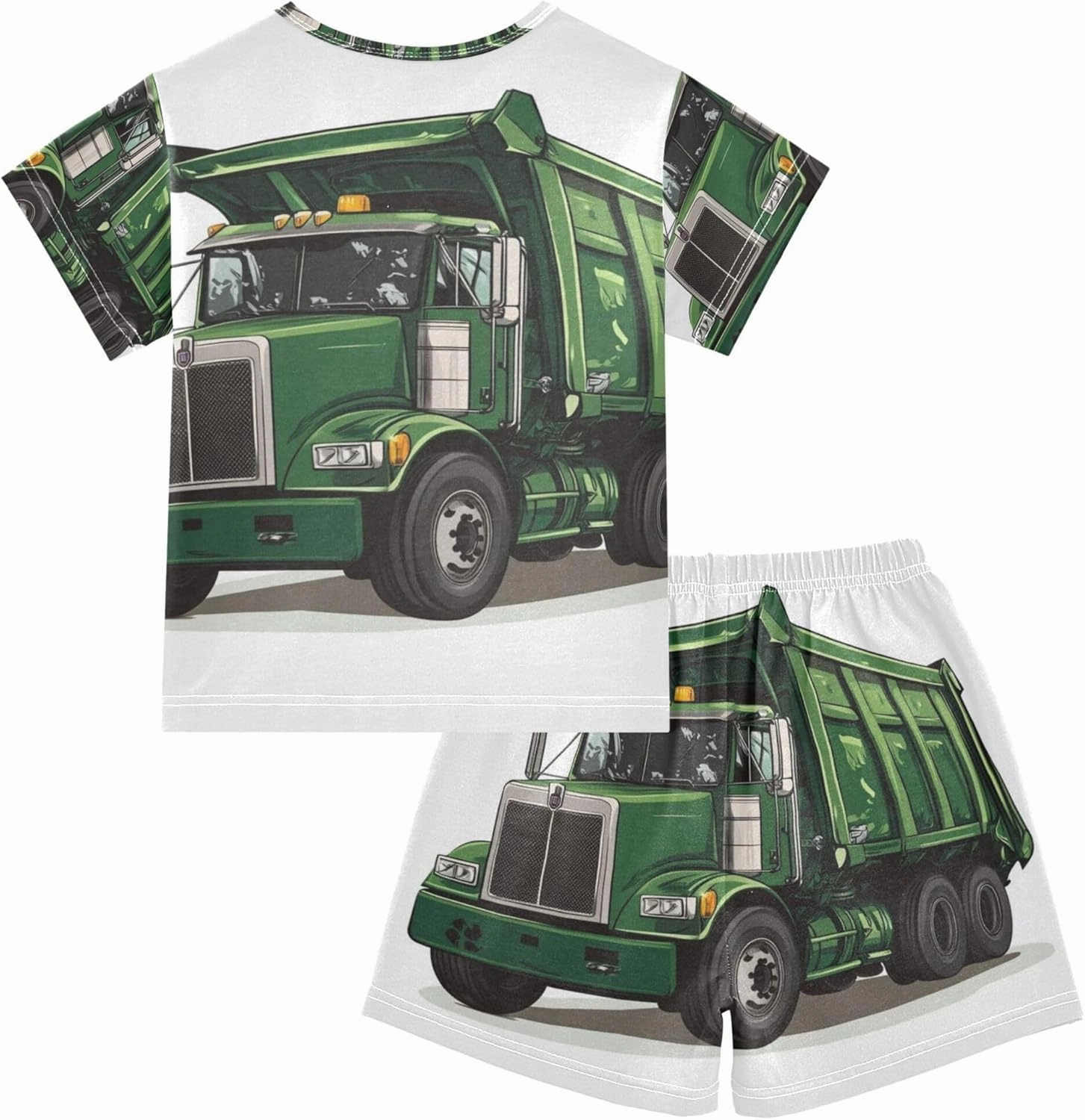Garbage Truck Cartoon Cute Summer Pajamas Short Set 2 Piece Sleepwear