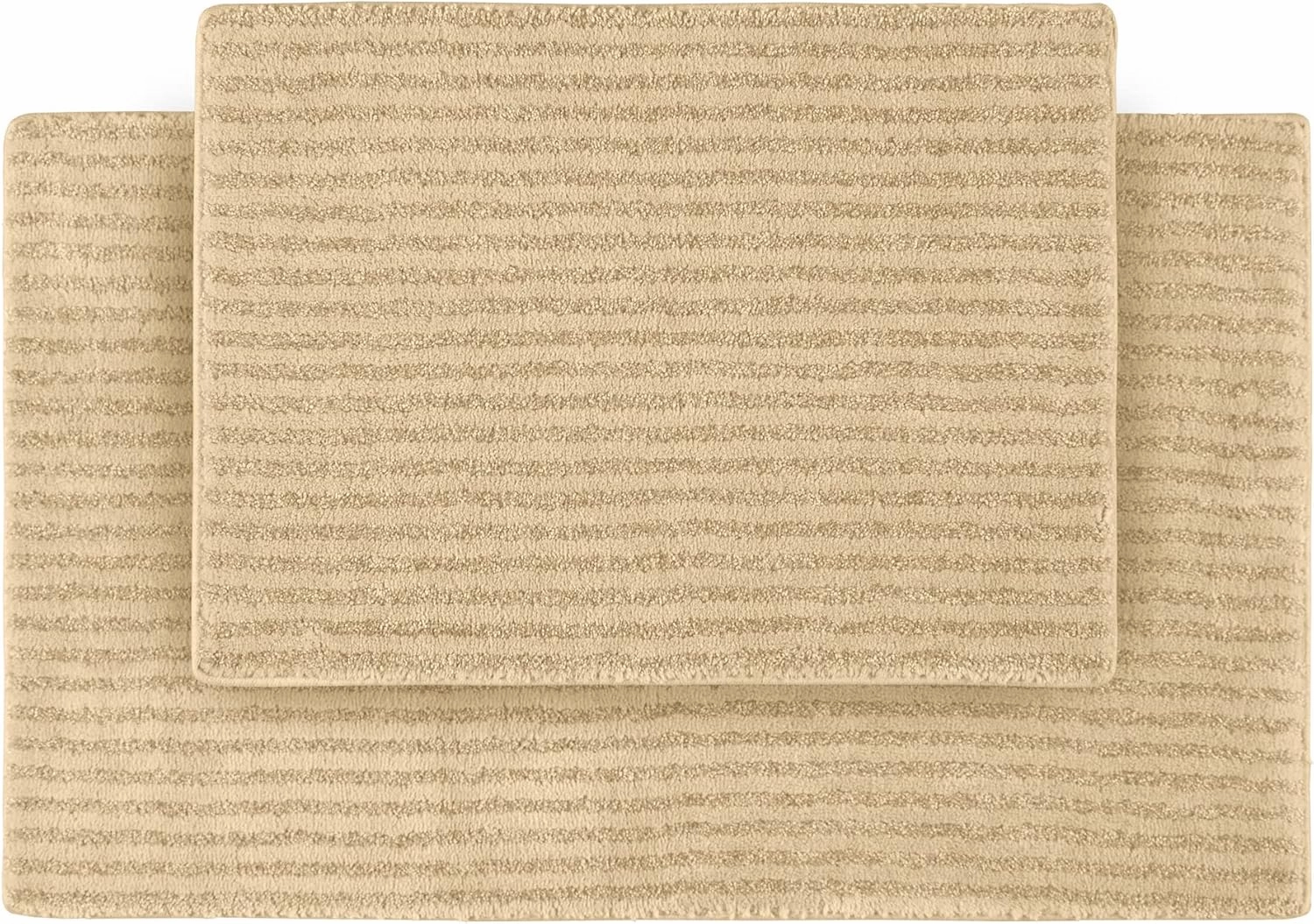 Garland Rug Sheridan Neutral Linen 2 Piece Set (17" X 24" / 21" X 34") Plush Strip Machine Washable Nylon Bath Rug