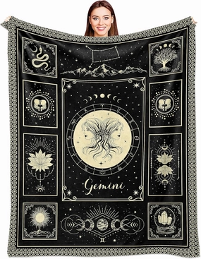 Gemini Gifts Blanket 60" x 50", Gemini Gifts for Women/Men/Girls, Gemini Birthday Gifts for Women, May/July Birthday Gifts for Women, Gifts for Gemini Women, Gemini Zodiac Astrology Gifts for Women