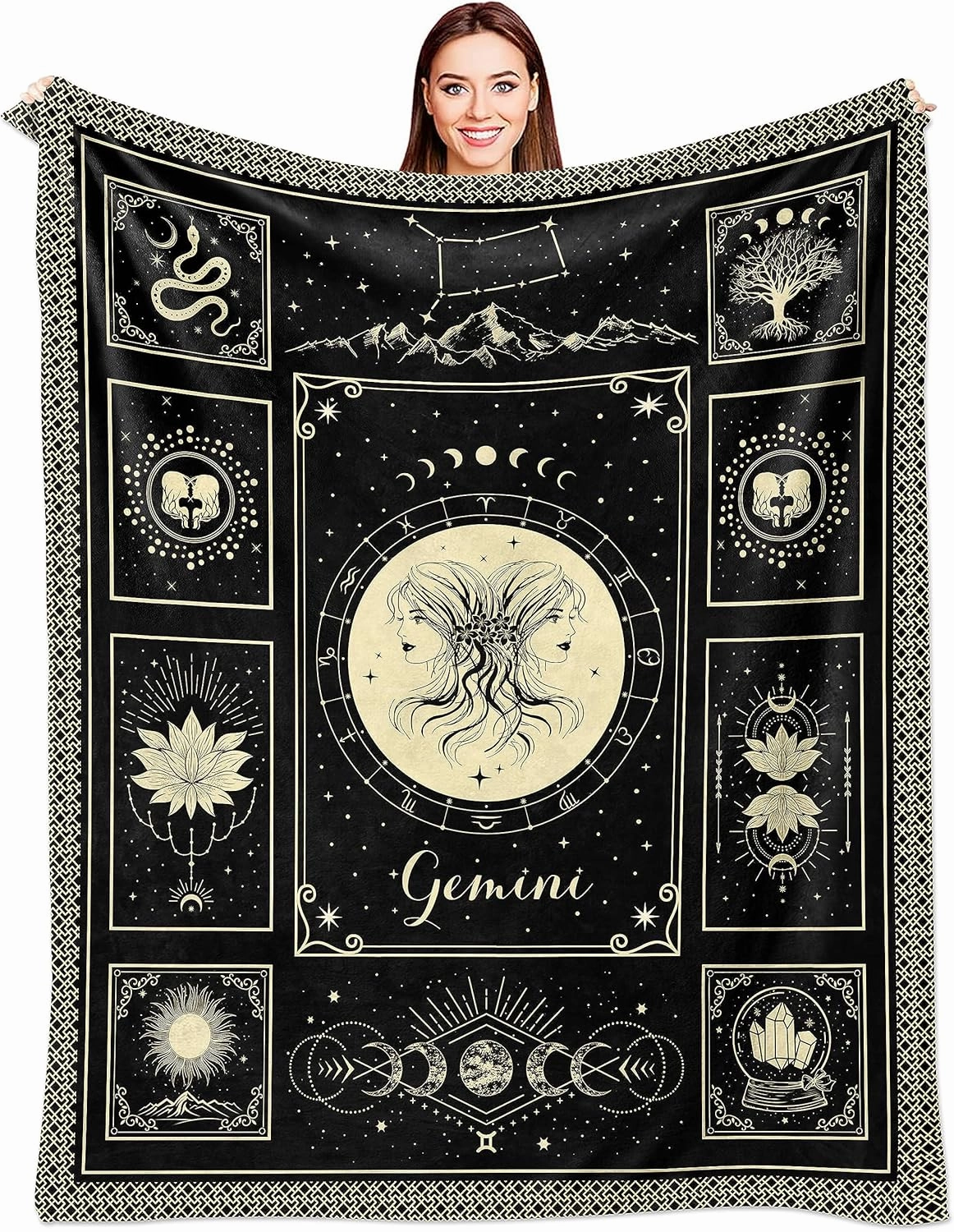 Gemini Gifts Blanket 60" x 50", Gemini Gifts for Women/Men/Girls, Gemini Birthday Gifts for Women, May/July Birthday Gifts for Women, Gifts for Gemini Women, Gemini Zodiac Astrology Gifts for Women