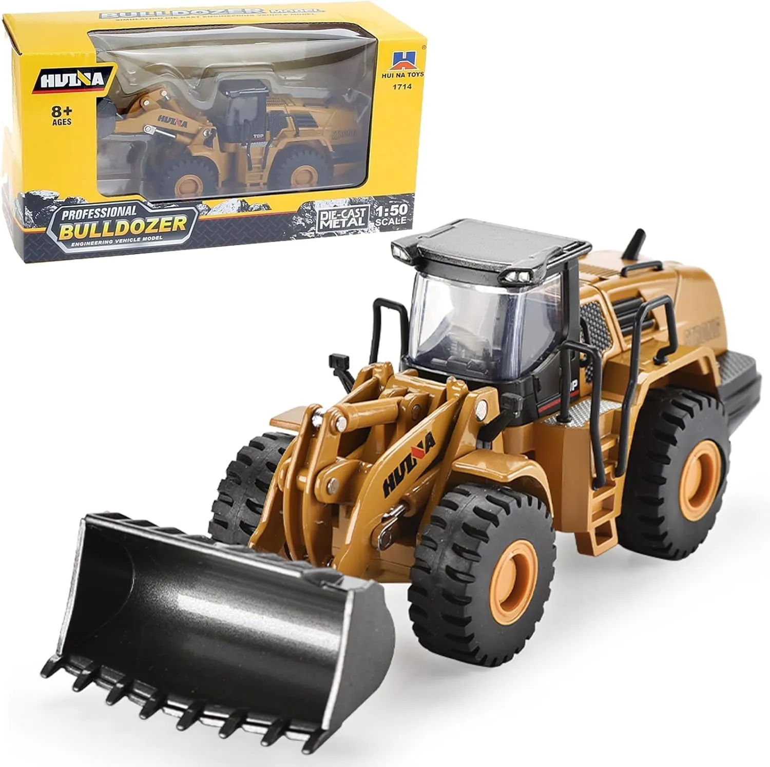 Gemini&Genius Mechanical Loader Toy, Construction Vehicle Wheeled Loader 1/50 Scale Skid Steer Loader Toy, Bulldozer Shovel Engineering Vehicle Alloy Models for Kids, Collection and Decoration House