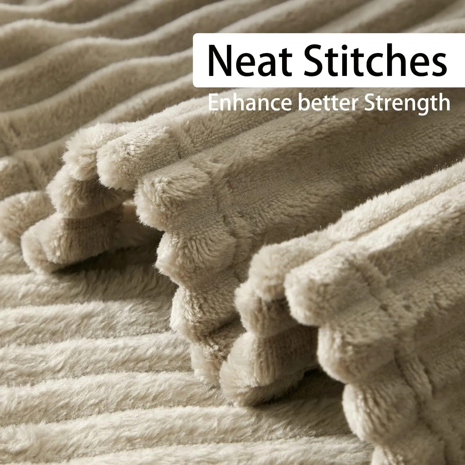 Geniospin Taupe Fleece Throw Blanket, 280GSM Extra Soft Lightweight Blanket with Strip, Plush Fuzzy Cozy Blankets and Throws for Couch, Bed, Sofa Cozy, Warm and Breathable (Taupe, 60x80 inches)
