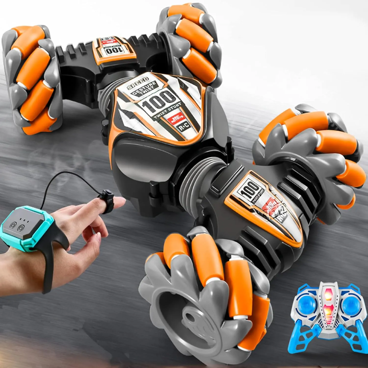 Gesture Sensing RC Stunt Car with Light & Music   Tail Spray - RC Car Toys for 6-12 yr Boys Girls, Drift Hand Controlled Remote Control Twist Cars Offroad 360° Rotation for Birthday Gifts